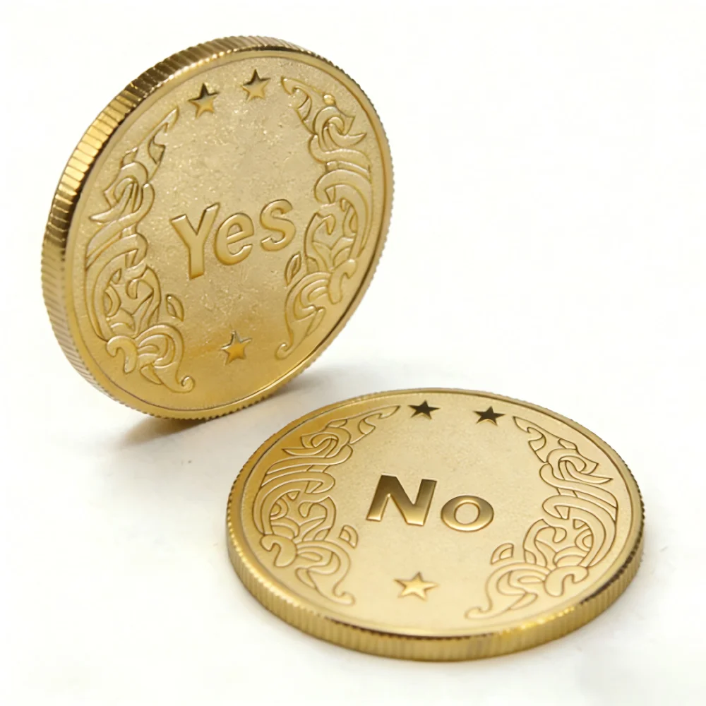 

2026 Yes No Decision Coin Bronze Copper Color Metal Craft Lucky Souvenir Collection Fidget Toy for Party & Daily Choice Making