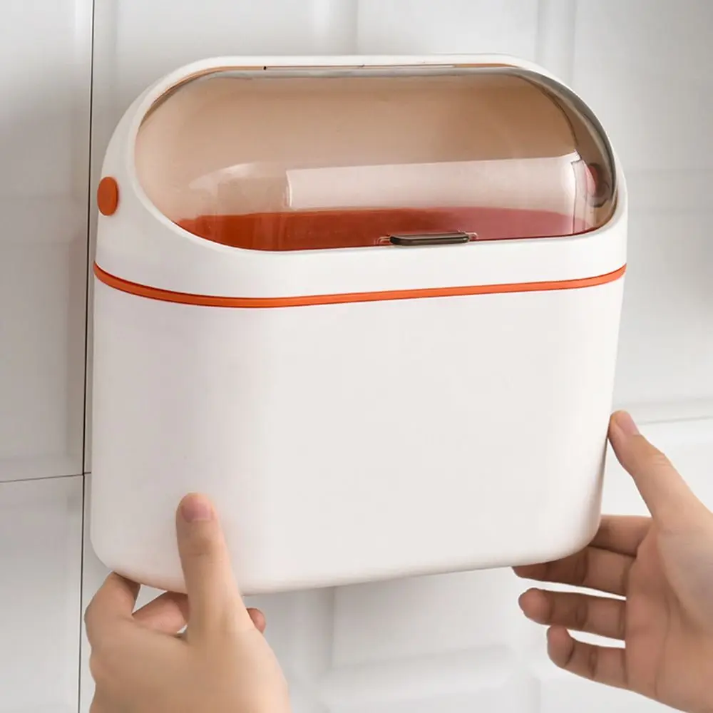 1Pc Mini Desktop Trash Can Under Sink Counter Top Hanging Waste Basket With Lid Household Living Room Plastic Small Dustbin