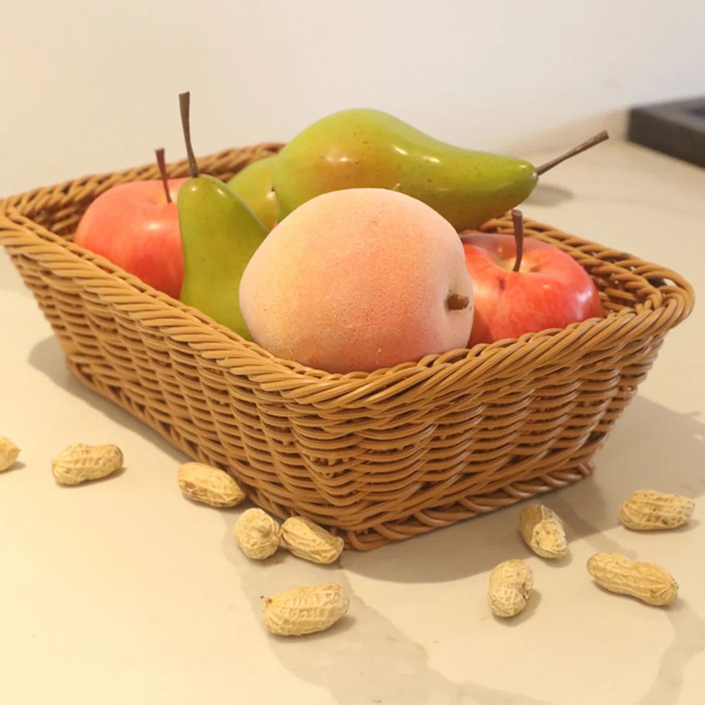 

Plastic Square Woven Baskets Fruit Tray Bread Plate Fruit Storage Basket Vegetable Basket Kitchen Bar Utensils