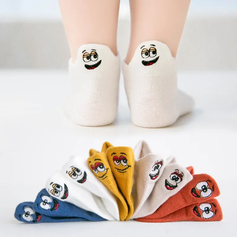 5Pairs Children Sock Dinosaur Embroidery Breathable Sports Girls Boys Sokcs Unisex Cotton Chaussette Enfant Skarpetki Dla Dzieci