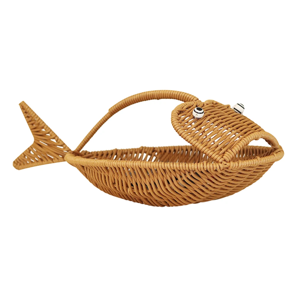 

Fish Shaped Storage Basket for Home Snack Fruit Multifunctional Food Baskets Imitation Rattan Small Wicker Kitchen Household
