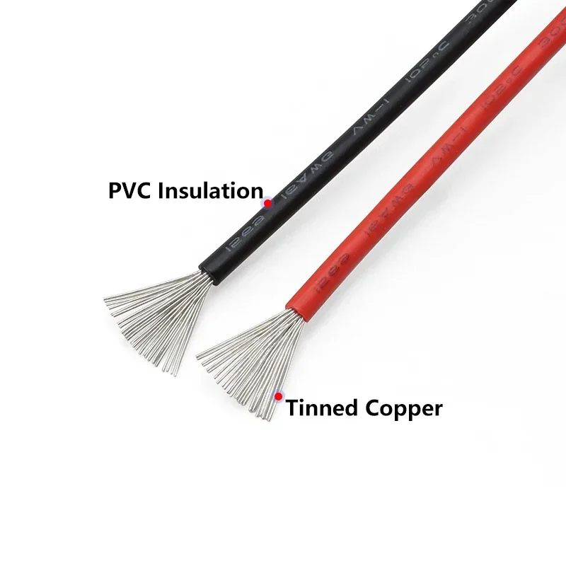 2/5/20M UL1569 PVC Insulated Wire 30/28/26/24/22/20/18/16/14AWG Oil Resistant Tinned Copper Electronic Cable LED Extension Line