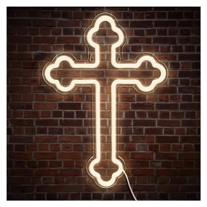 jesus-cross-neon-sign-light-brightness-adjustable-wall-art-decor-lamp-hanging-usb-for-home-room-bedroom-party-40cm×28cm