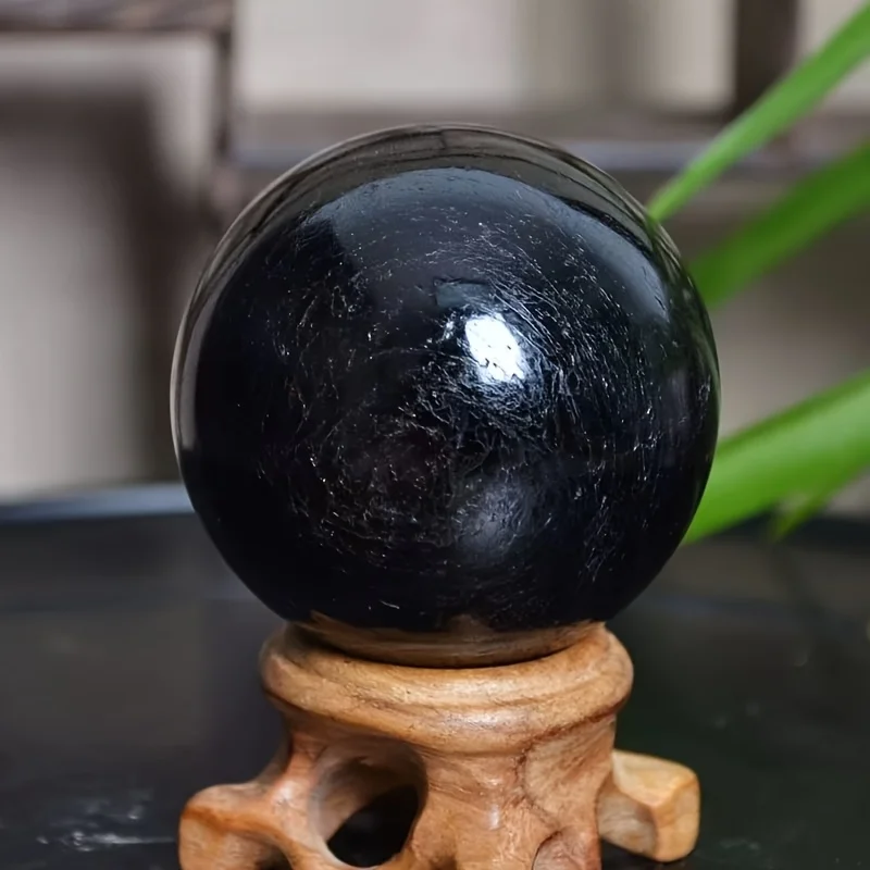

1pc Natural Black Tourmaline Sphere, a Decorative Orb, Suitable for Home Decor, Perfect for Christmas and Halloween Decorations