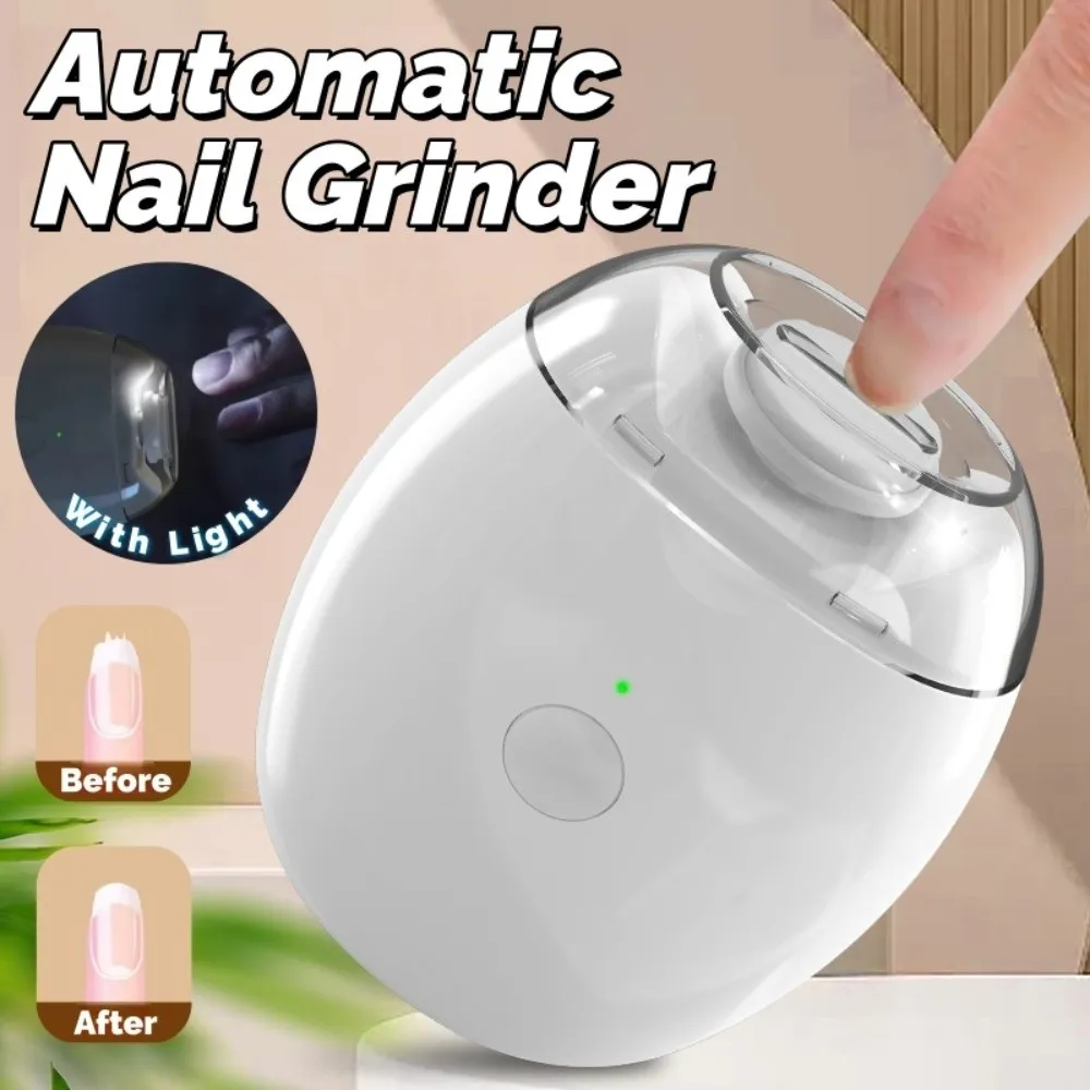 with LED Lamp Electric Nail Clipper Cutter Mini Size Rechargeable Automatic Nail Grinder Safe Precision Nail Trimmer for Elderly