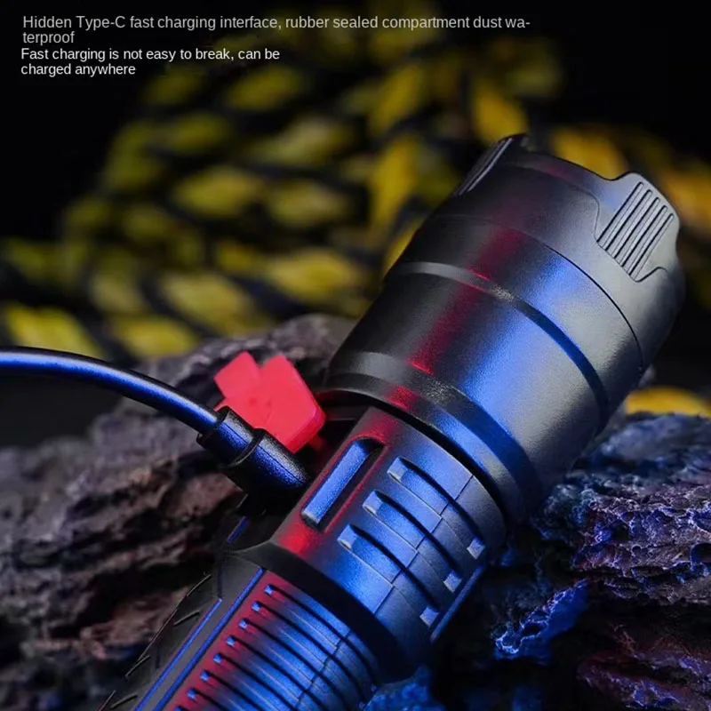 High Strong Power Led Flashlights 2000LM Tactical Torch with Display Light USB Charging Camping Fishing Emergency Zoom Lantern