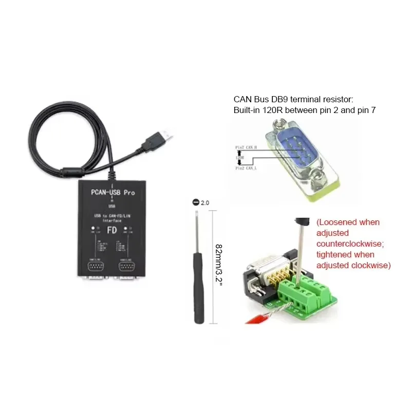 PCAN-USB Pro PCAN FD PRO 8Mbit/s 12Mbit/s 16Mbit/s USB to CAN 어댑터 2채널 CAN FD IPEH-004061 호환