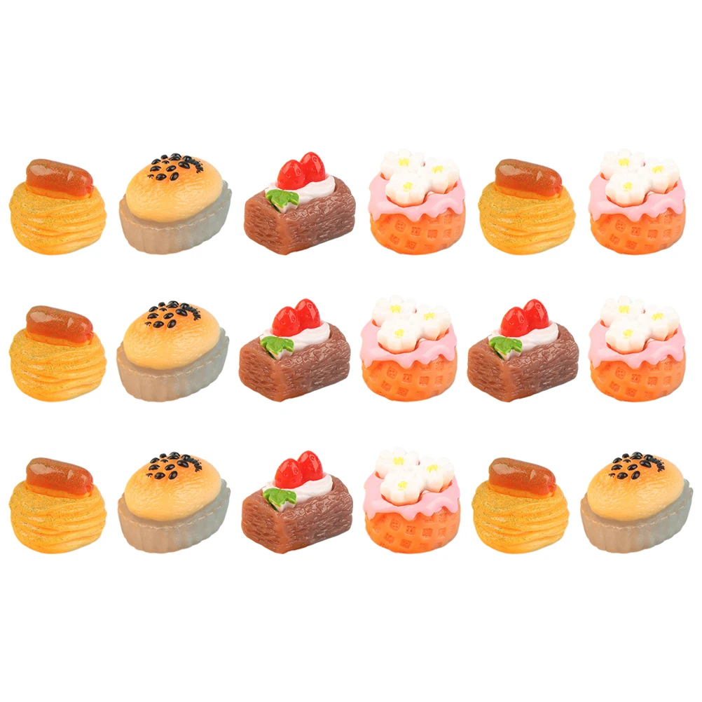 18 pçs simulado fruta bolo em miniatura sobremesa brinquedo adorno modelo adereços tridimensional minúsculo decorado falso