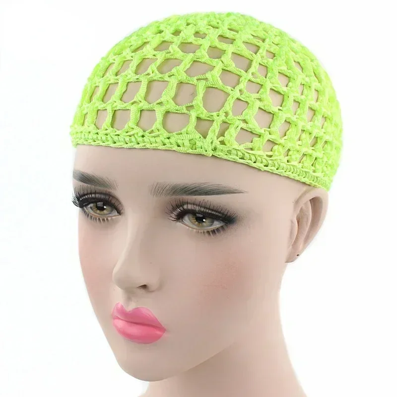 Tampão de malha de Crochet feminino, Snood monocromático, cobertura noturna para dormir, cobertura noturna turbante, gorro casual popular