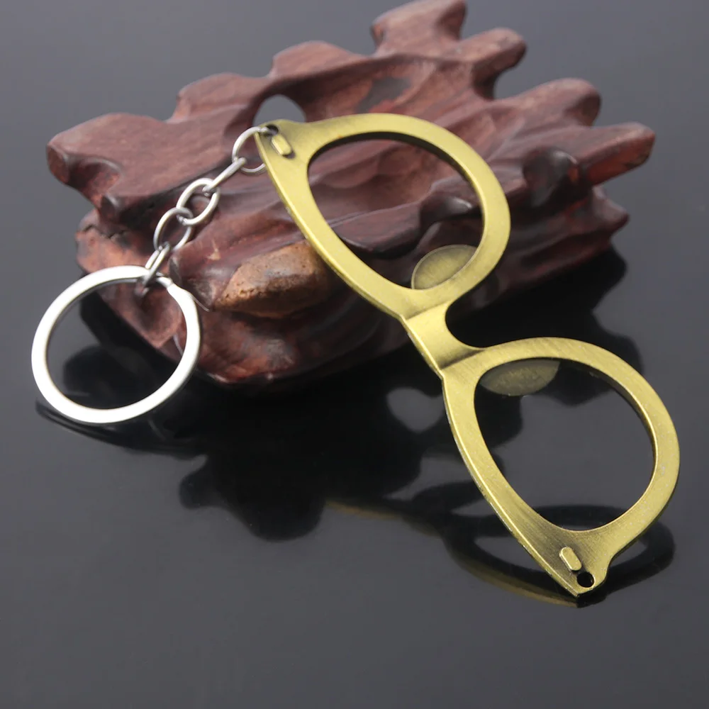 Cartoon Eyeglasses Keychain Unique Design Pendant Corkscrew Keyring for Women Men Fans Costume Jewellery Gift