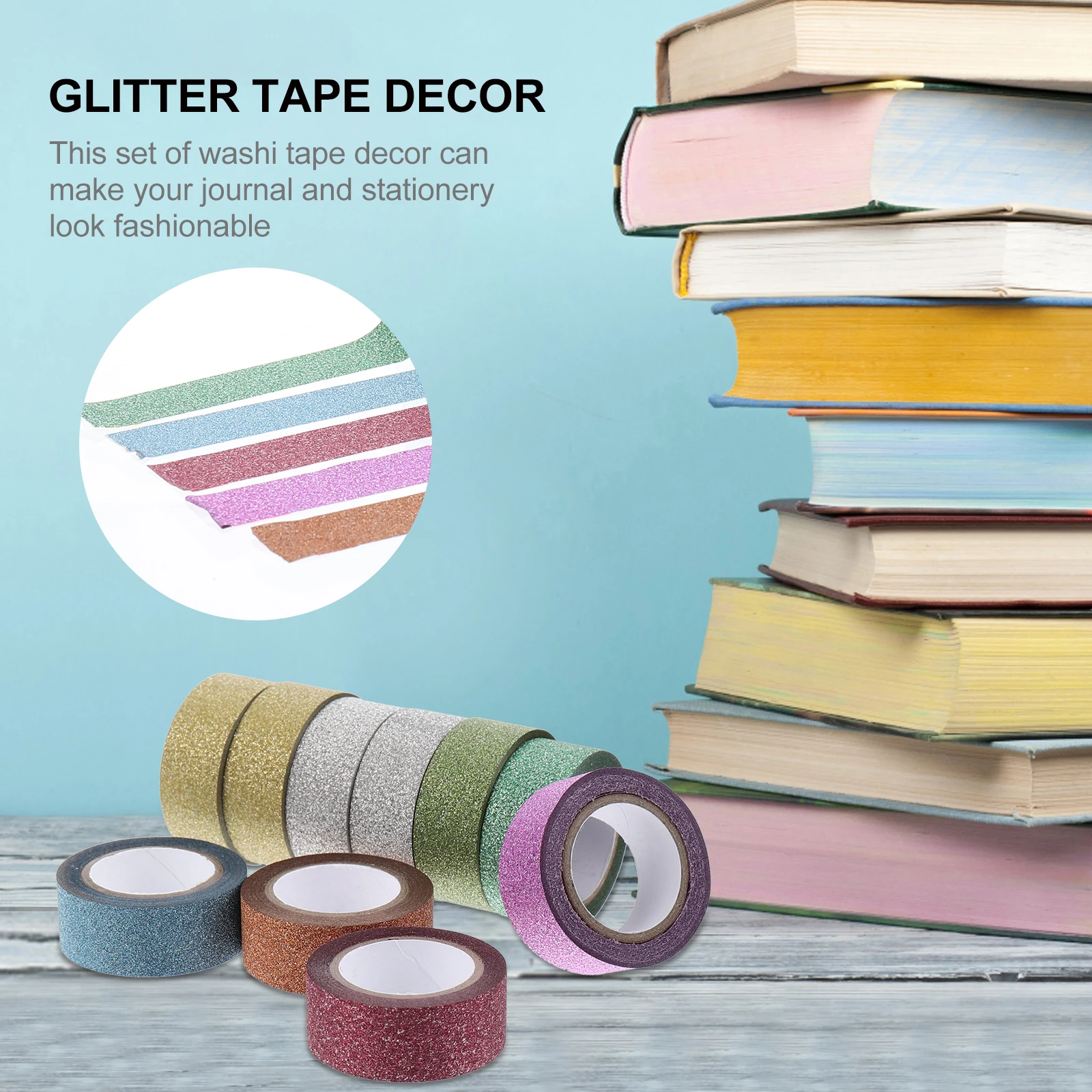 

10Pcs Decorative Washi Tape Set Glitter Adhesive Tapes For Craft Journals Scrapbooks Calendars