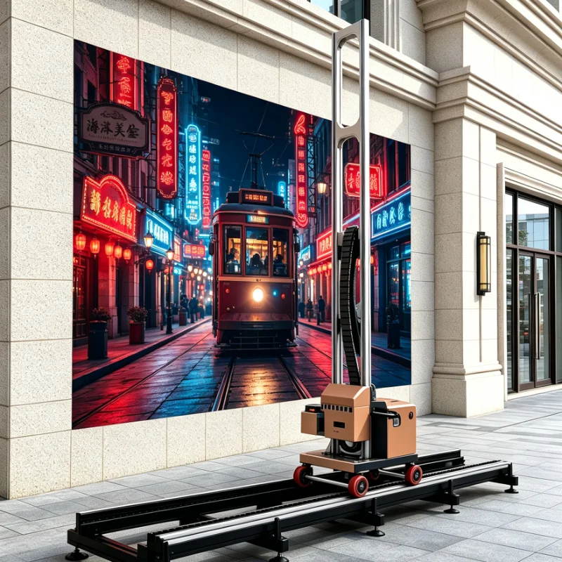 Customized Wall Printer UV Flatbed Vertical for Outdoor Wall Art Graffiti Street Mural 6m Floor Rail System