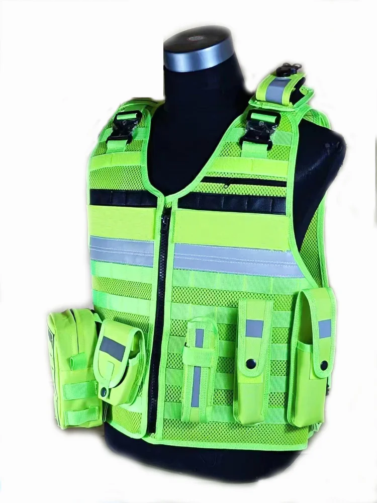 Multifunctional Black Protective Tactical Outdoor Vest Inner Yellow Breathable Comfortable Reflective Quick-release Vest