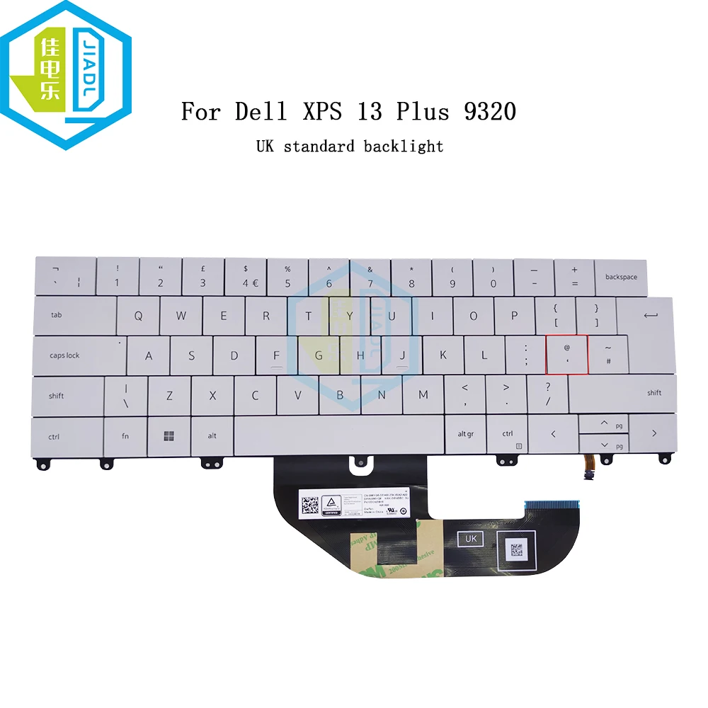 US UK GB Backlight Keyboard For Dell XPS 13 Plus 9320 9340 13-9320 086YG6 0M6VRM Laptop Keyboards White Keycaps 86YG6 M6VRM