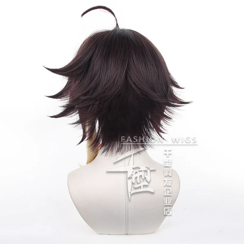 Vtuber Saegusa Akina Cosplay Wig Colour Mixture 40cm Short Hair Heat Resistant Synthetic Halloween Party Accessories Props