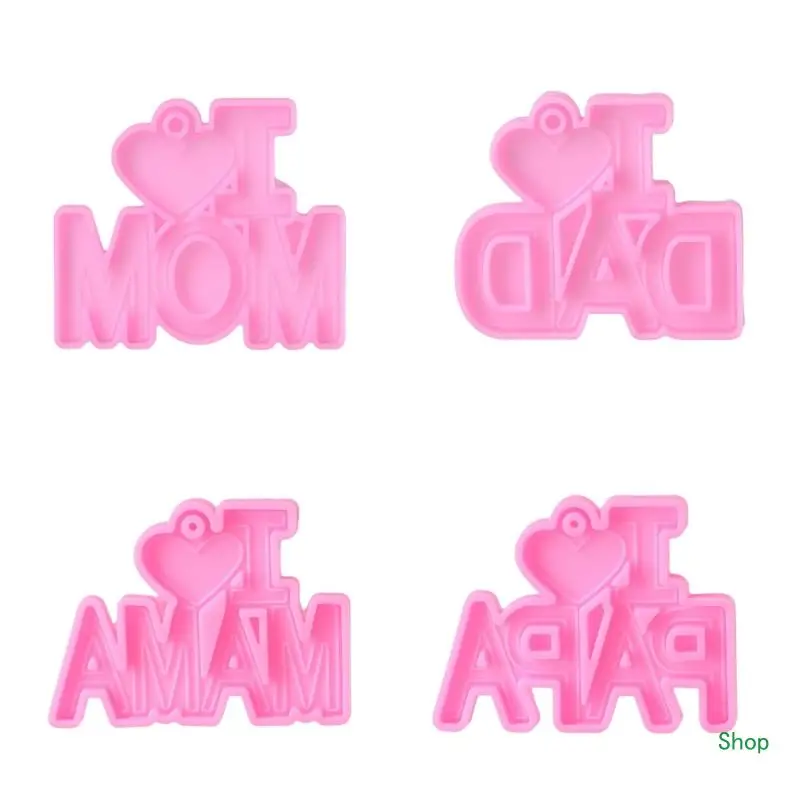 

Dropship I Love Mom Dad Word Keychain Pendant Resin Mold Thanksgiving DIY Silicone Mould