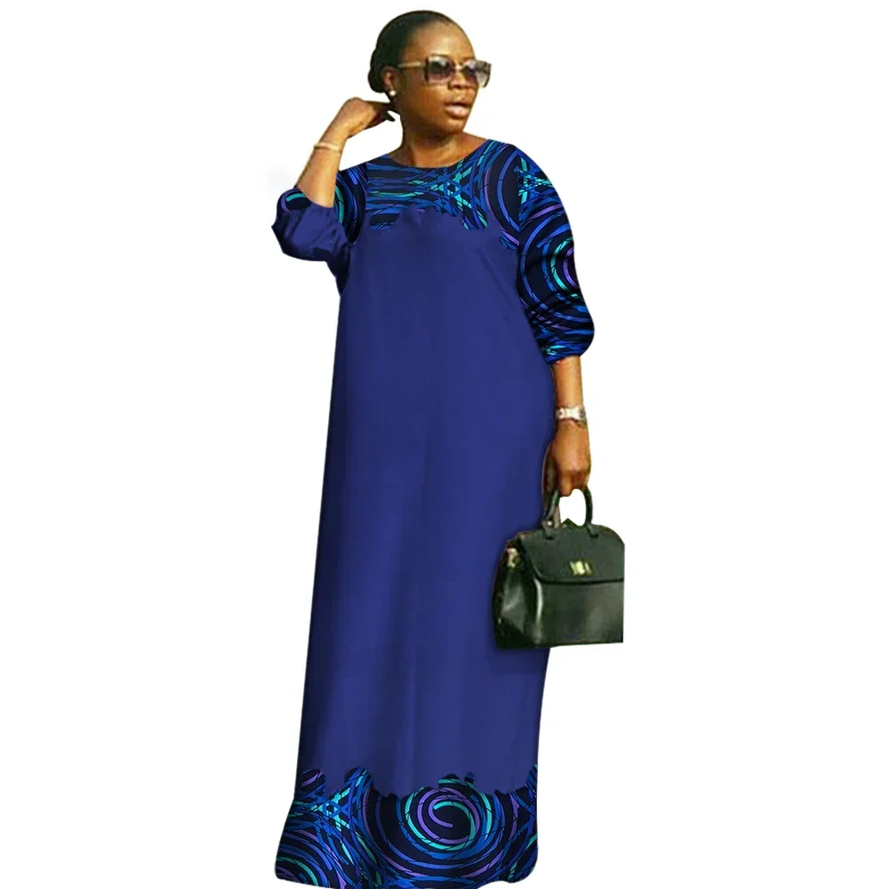 

Casual African Dresses for Women Plus Size Long Maxi Dress Dashiki Bazin Riche O-neck Loose Dresses African Clothes 6xl WY2879