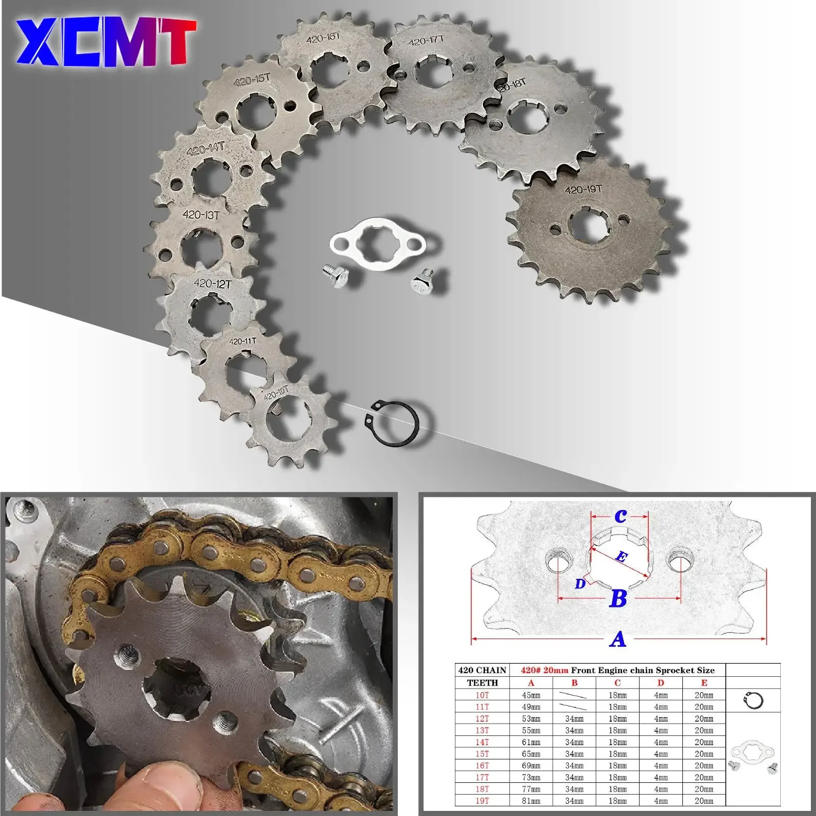 

420 Chain 10 11 12 13 14 15 16 17 18 19T 20MM Front Engine Sprocket Cog For 50-125cc Motorcycle Pit Dirt Bike ATV Go kart Quad