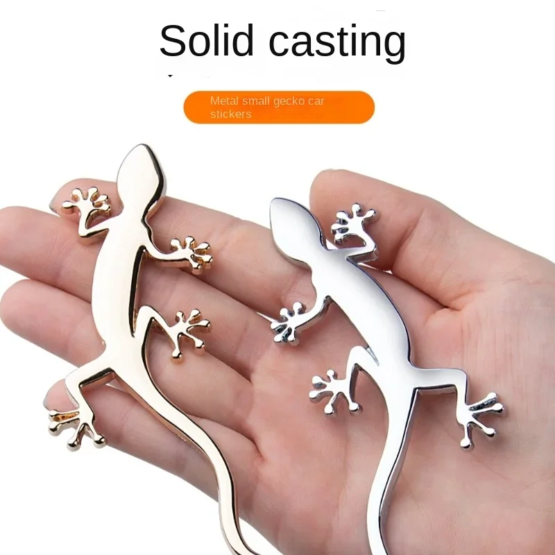 Metal Gecko Lizard Car Stickers 3D Three-Dimensional Electric Car Stickers Scratch Cover Body Decoration Supplies