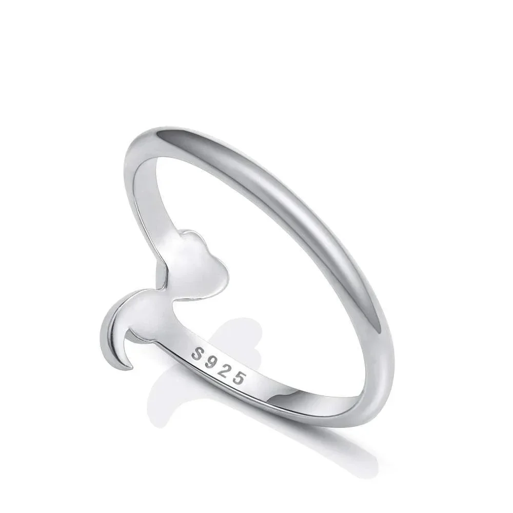 Versatile 925 Sterling Silver Creative Personalized Women's Half Round Ring Men's Punk Retro Comma Ring Jewelry Gift