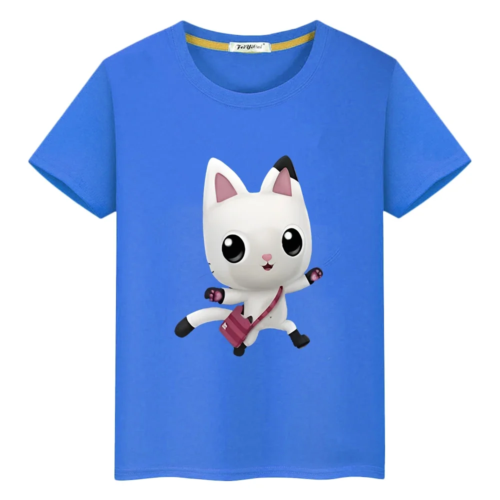 2024 Top Games Gabbys Dollhouse Print 100%Cotton anime T-shirt Kawaii Short Sleeve y2k one piece T-Shirts Tops kids clothes girl