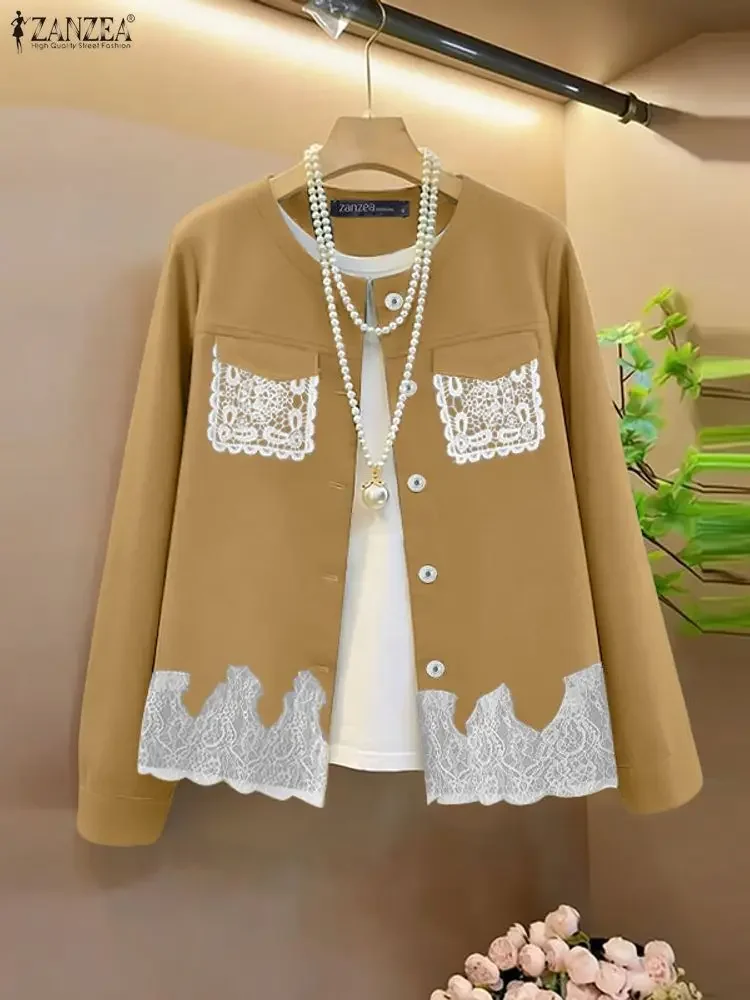 

2025 модные рубашки ZANZEA, элегантные женские офисные женские осенние блузки с длинными рукавами, повседневные свободные карманы, уличная одежда, топы на пуговицах