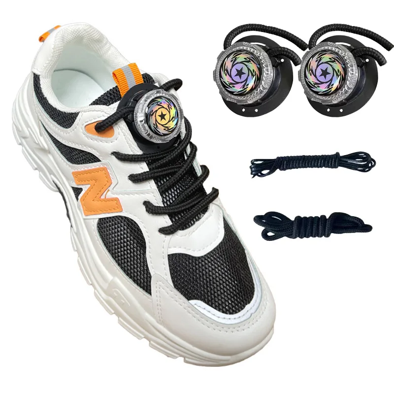 4 mm automatische Schnürsenkel, dickes Seil, runde Schnürsenkel ohne Krawatten, Kristall-Drehschnalle für Turnschuhe, Erwachsene, Kinder, Schuhzubehör, 1 Paar