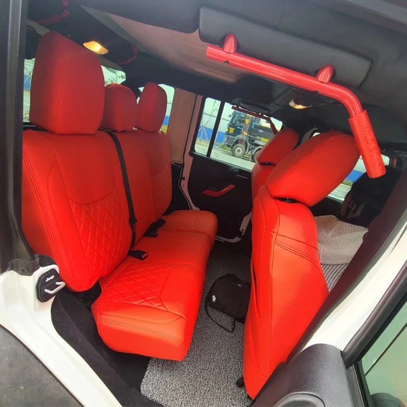 High Quality Full Coverage 5 Seats Artificial Leather Custom Seat Covers Fit Wrangler Unlimited Pickup