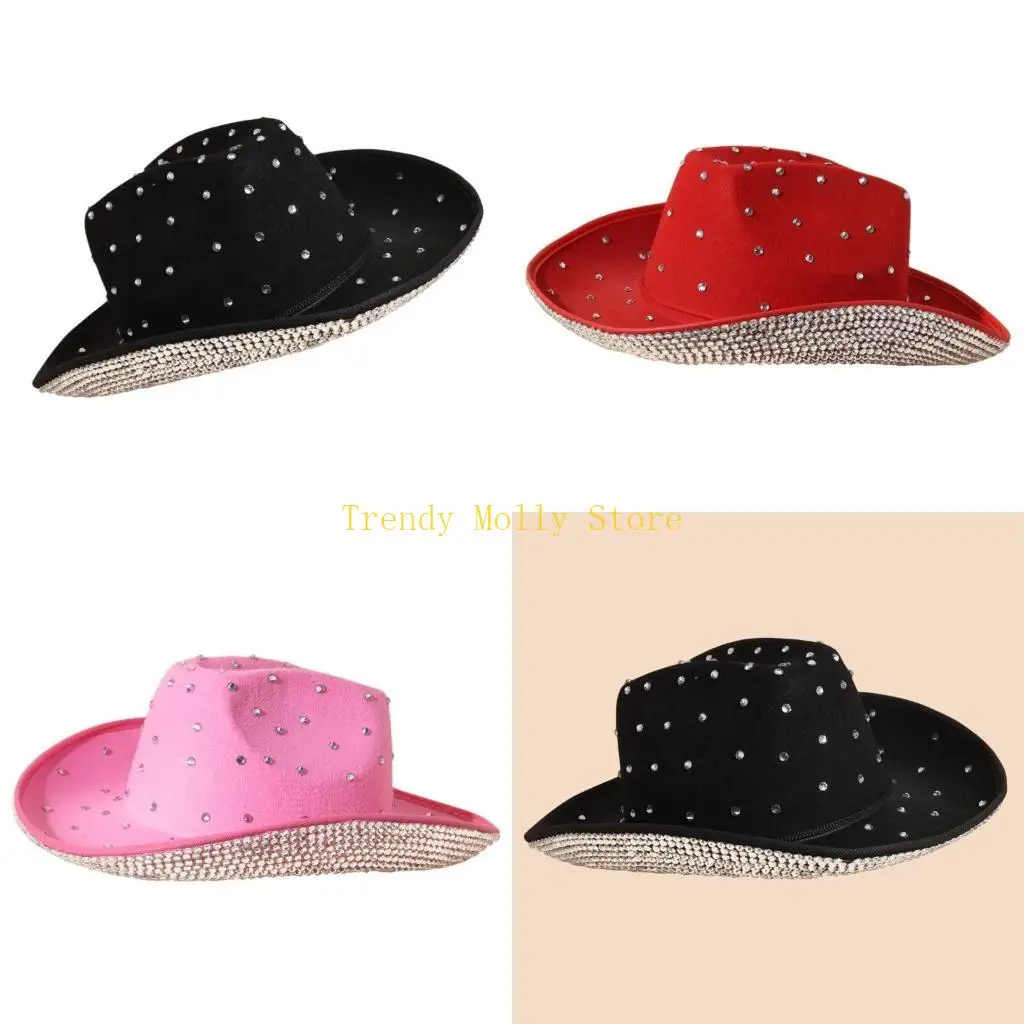 

N5KB Ковбойская шляпа Панама со стразами и блестящими полями для девичника