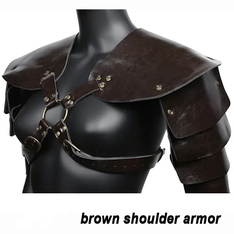 Medieval Knight Warrior Steampunk Leather Shoulder Armor Cosplay Costume Pirate Bodyguard Breastplate Belt Guards For Man Woman