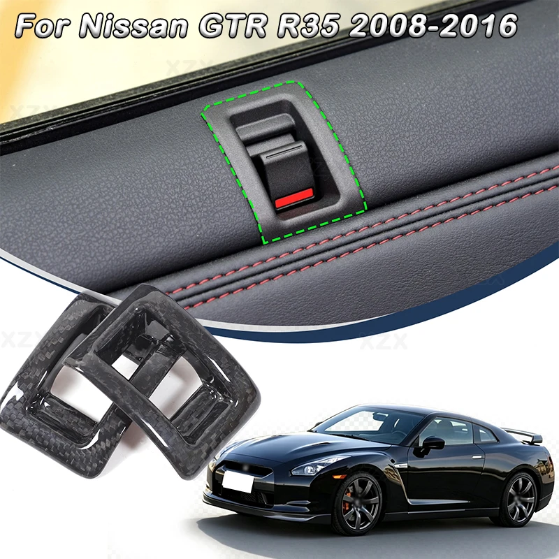 For Nissan GTR R35 2008-2016 Real Carbon Fiber Car Inner Door Lock Buttom Panel Cover Decoration Car Interior Accessories