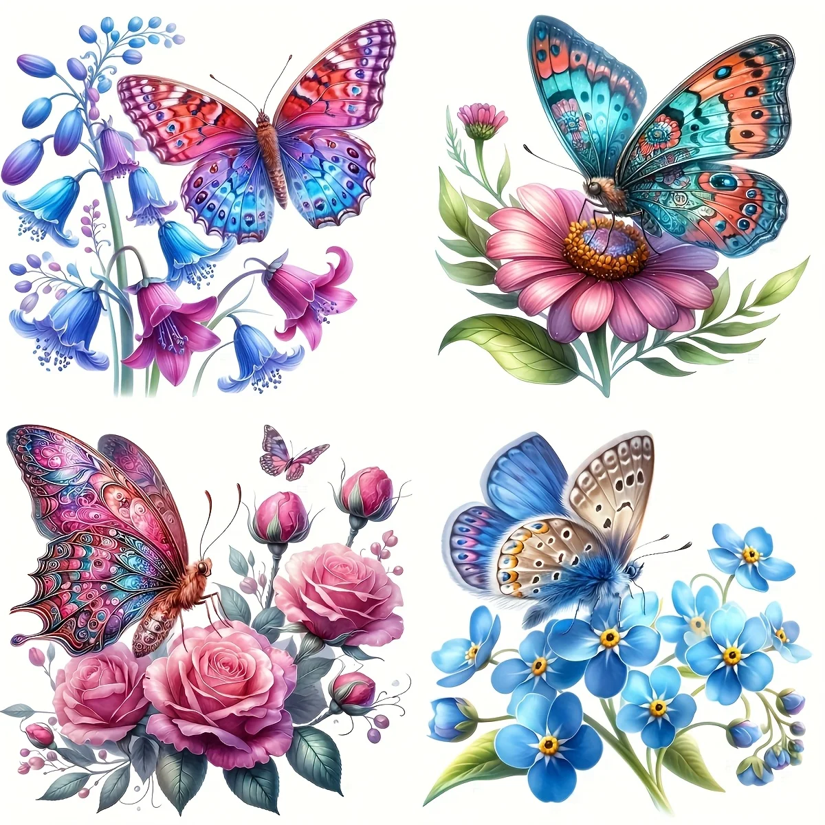Multicolor Butterfly Flower Bee Series Stickers Decal for Bathroom Cabinet Refrigerator Home Decorative Kitchen B26