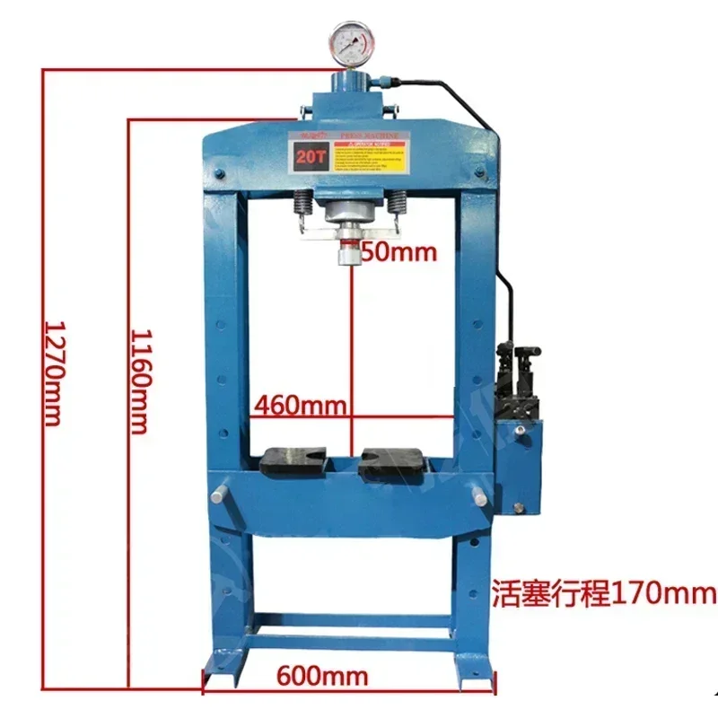 20T Manual Hydraulic press, Bearing press, Frame type gantry forging press, Stamping machine, Die press