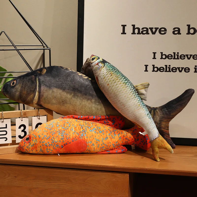 40-100CM Simulated Fish Plush Toys Red Sword Tail‌ Stone moroko Three Scale Mirror Carp‌ Coral Grouper Soft Stuffed Pillow Doll