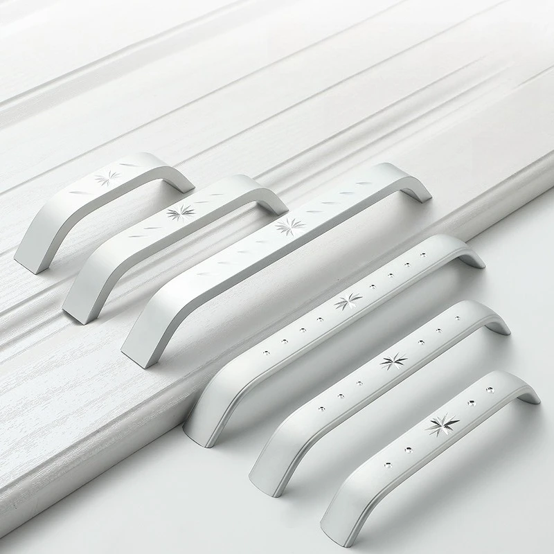 Modern Minimalist Engraved Solid Matte Space Aluminum Alloy Handles for Drawers Wardrobe Cabinet Door Pulls