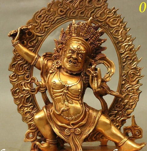 10 INCH Tibet Tantra Bronze Gilt Vajrapani Chana Dorje Wrathful Tutelary Deity Statue