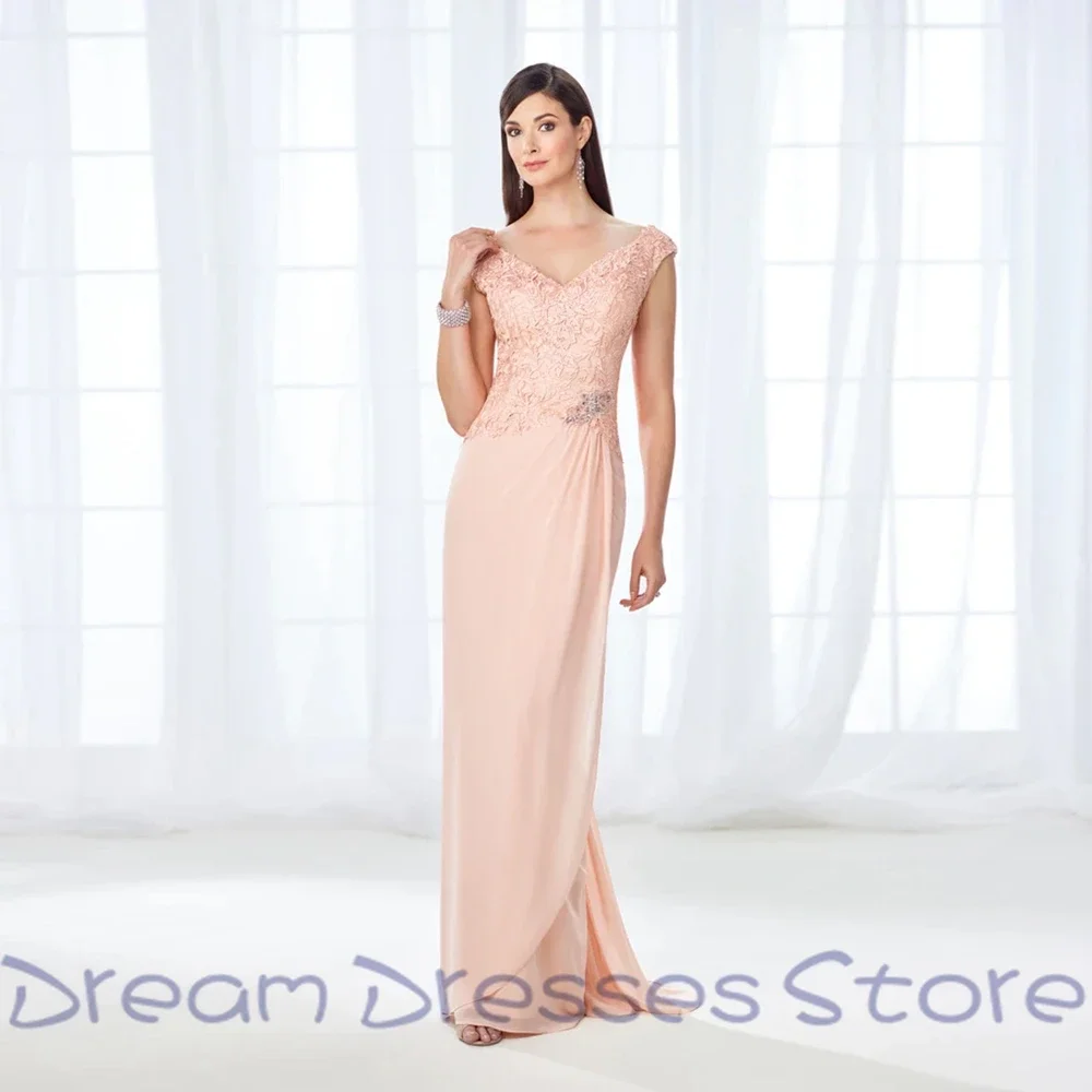 

Retro Applique Mother Of Bride Dresses Handmade Flower V-Neck Floor Length Flower Dress for Wedding 2024 Summer Mère Formelle