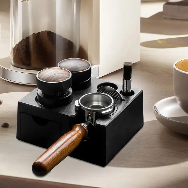 Espresso-Tamper-Halter im quadratischen ABS-Schubladenstil, Basis für die Kaffee-Tamper-Station aus ABS, Ständer für Espresso-Tampermatten, Universalgröße