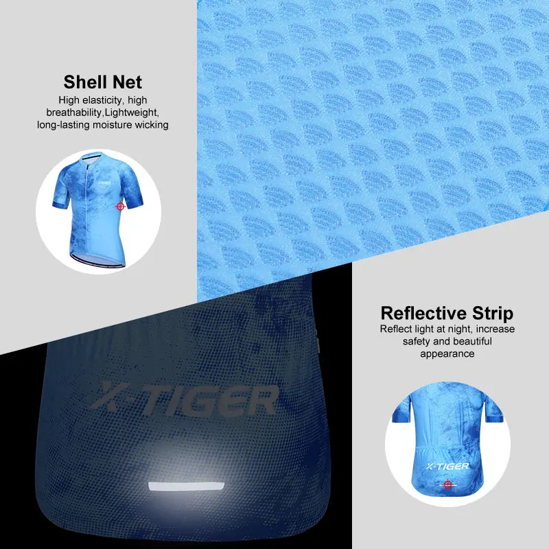 X-TIGER Cycling Jersey Slim Fit SPF 50+ Women Bike Jersey Pro Team High Quality Cycling Shirt Ink Blue Jersey Chinese Style