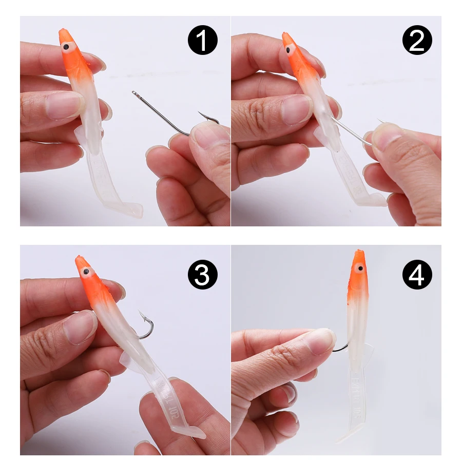 FTK 5-10pcs Silicone Soft Bait Set 5.5/6.5/8.5/10.5cm T Tail Jig Fishing Lures Artificial Fishing Bait With Hook