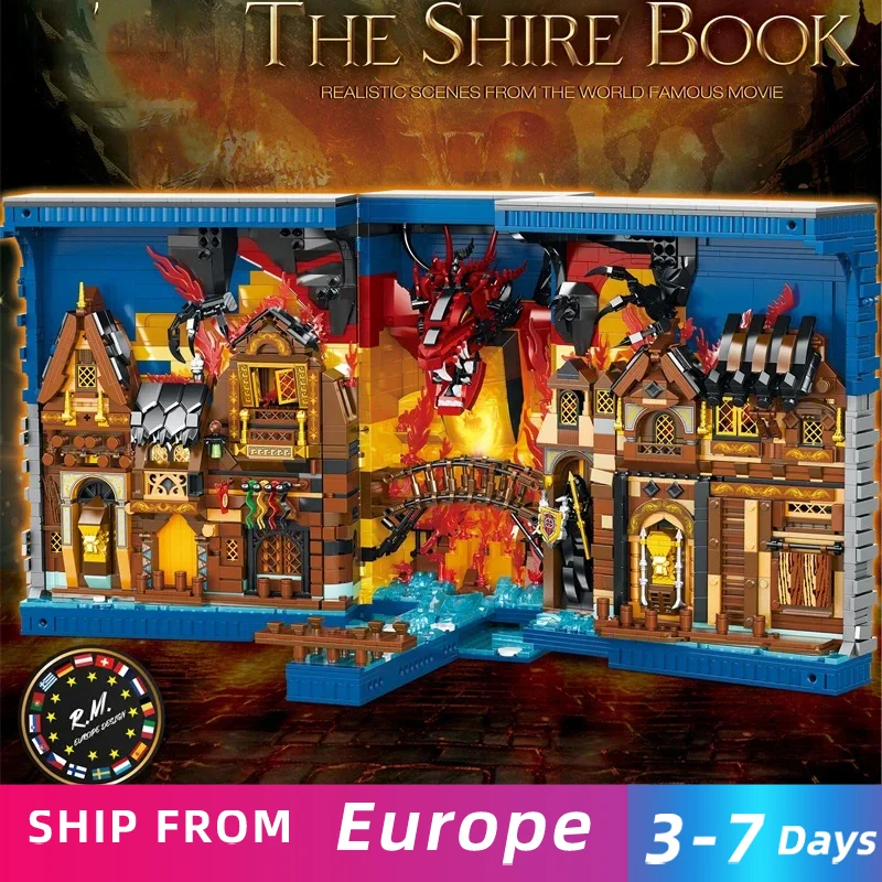 3398PCS Hobbit Libreria a tema Building Blocks Giocattoli di assemblaggio Fermalibri creativi