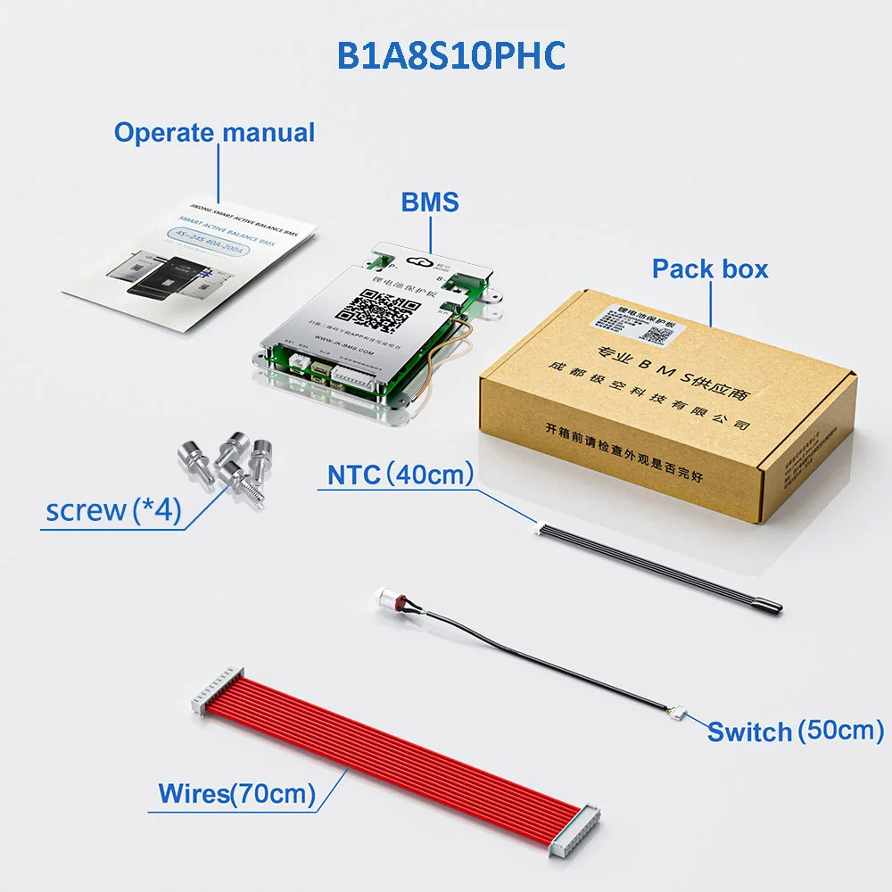 Jikong-BMS intelligent B1A8S10P, courant d'équilibre actif, 40A 60A 80A 100A Lifepo4, batterie Ion Lto 4S 8S avec BT et RS485