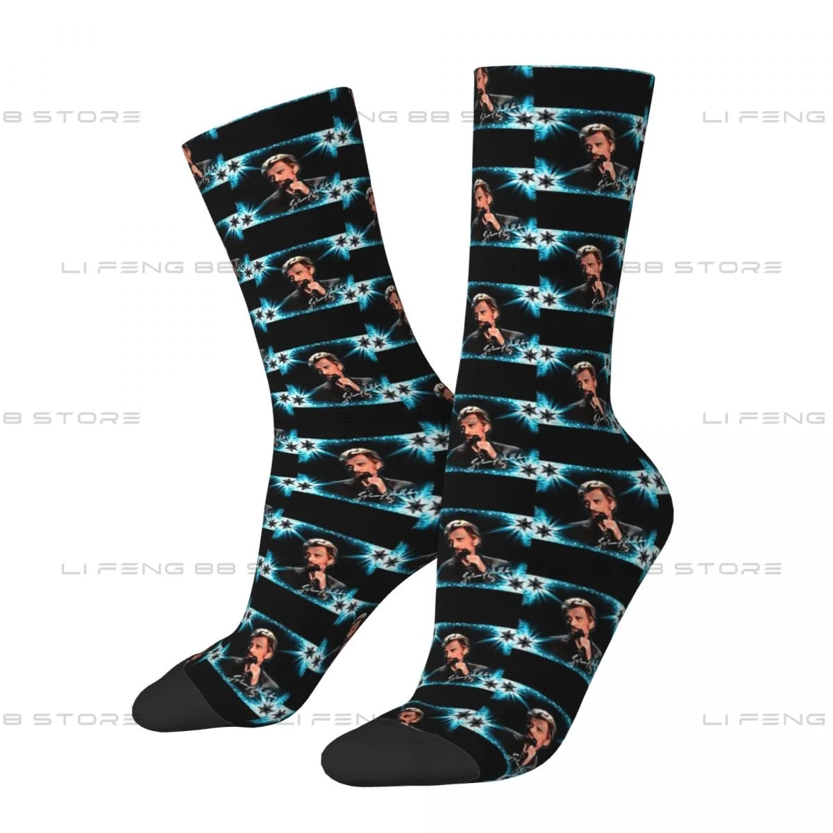 French Singer Tribute To Johnny Hallyday Classic Men Women Socks Outdoor Novelty Spring Summer Autumn Winter Stockings Gift