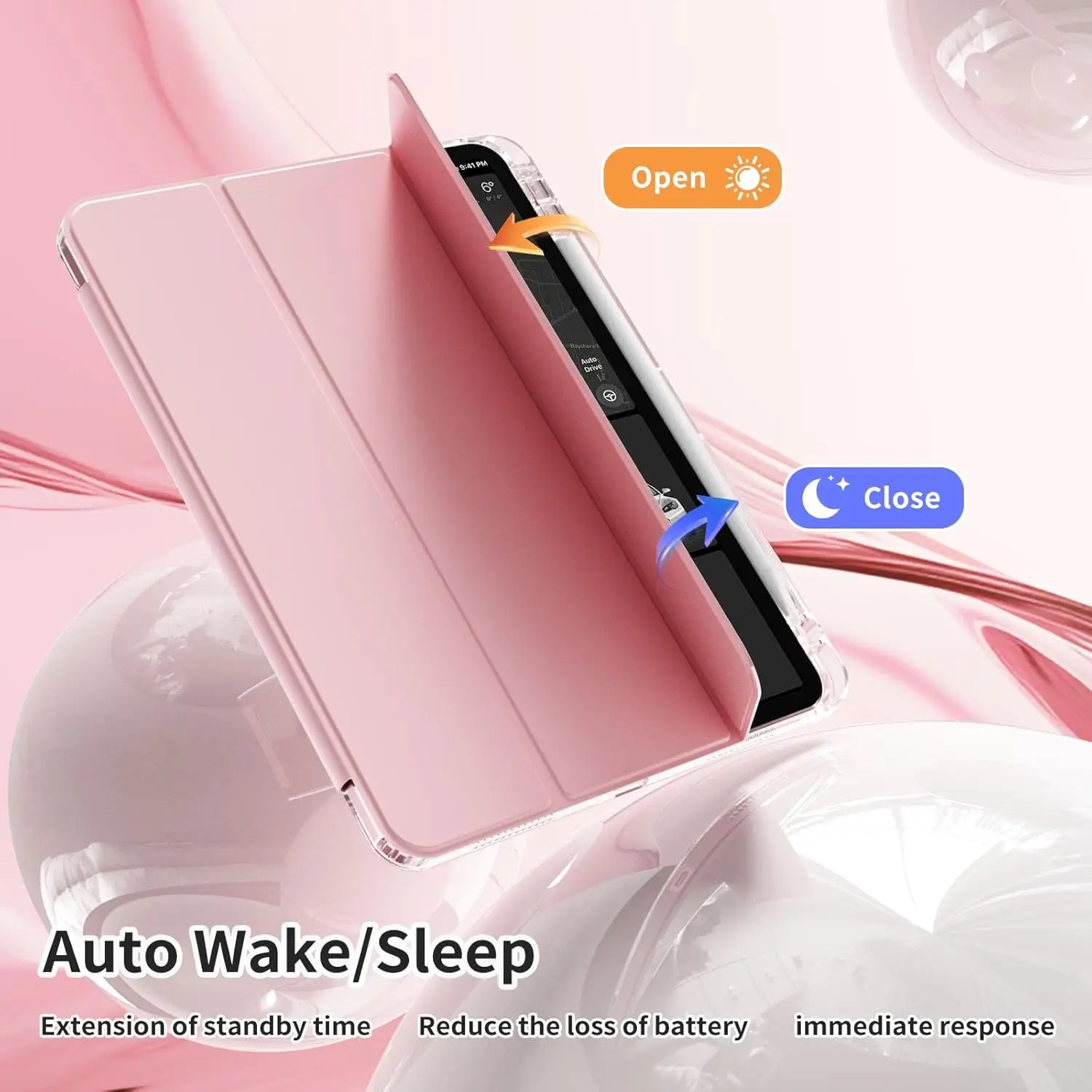 Clear Crystal Tablet Case With Pen Slot For iPad Mini 6 2021 A2568 Mini 7 (A17 Pro) 8.3'' 2024 Tri-fold Magnetic Stand Cases