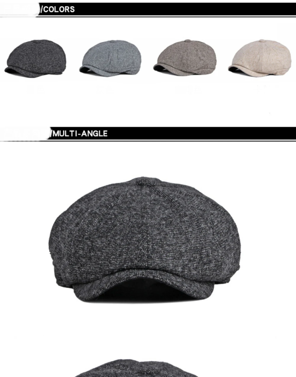 HT4965 Baskenmütze Hochwertige Herbst-Winter-Baskenmütze für Männer und Frauen Künstler Maler Baskenmütze Dicke Warme Herbst-Winter-Achteckige Flachmütze – Detail 4