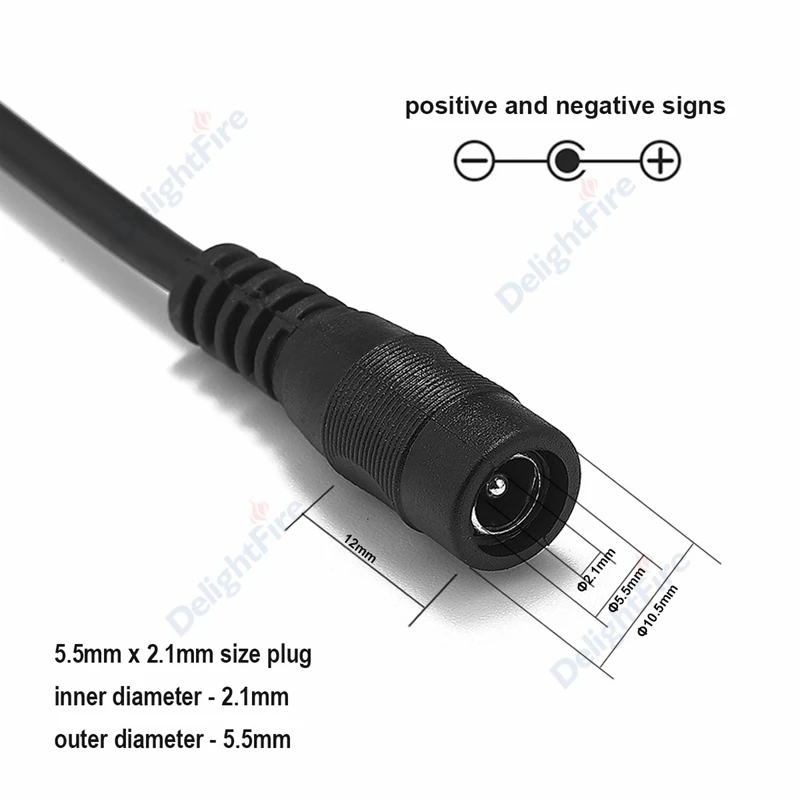 12V 5A Female DC Power Pigtail Cable 5.5mm 2.1mm 5V Jack Power Supply Cord Connector For LED Strip Light DVR CCTV Camera PC Fans