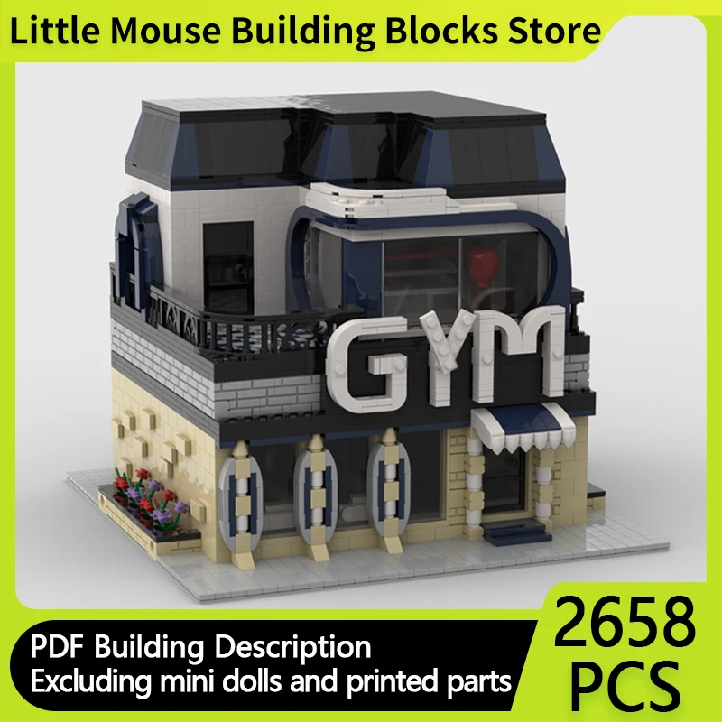 

City Street View Model MOC Building Bricks Fitness Exercise House Modular Technology Gifts Holiday Assemble Children Toys Suit