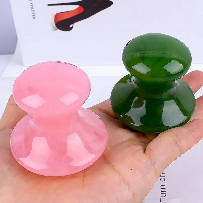 Natürliche Rose Quarz Jade Pilz Gesichts Massage Stein Gouache Schaber Gesicht Massager Gua Sha Bord Hautpflege Gesicht Hebe Werkzeug