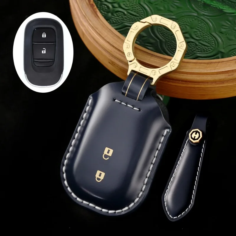 Genuine Leather Key Cover Case Remote Car for Honda Crv 2023 Car Accessories Keychain Holder