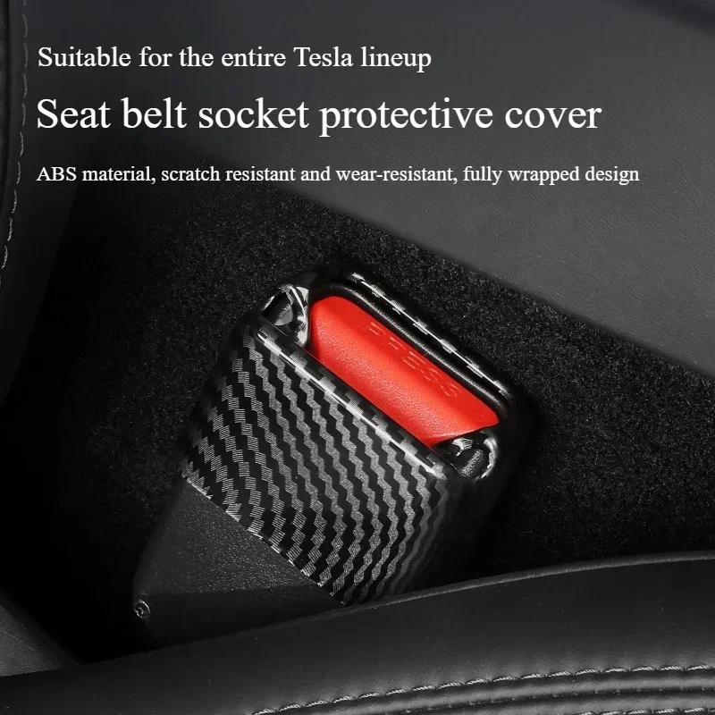 Seat Belt Buckle Cover for Tesla Model 3/Y/S/X/3+ 2PCS ABS Seat Belt Socket Protective Cover Car Interior Accessories 2021-2024